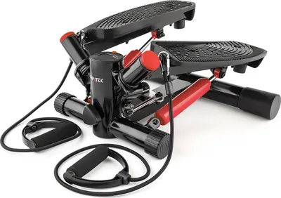 Obrázok produktu pre Gymtek® Stepper, rotujúci stepper vrátane expandérov (power ropes) - s LCD displejom, krokomerom a počítadlom kalórií - fitness, pilates, cvičenie