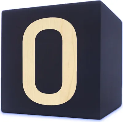 Image de Lettre en bois cube, 5 x 5 cm, noir, chiffre 0