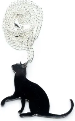 Produktbild von Katze Kette Halskette Miniblings 60cm Tier Acrylglas schwarz sitzend