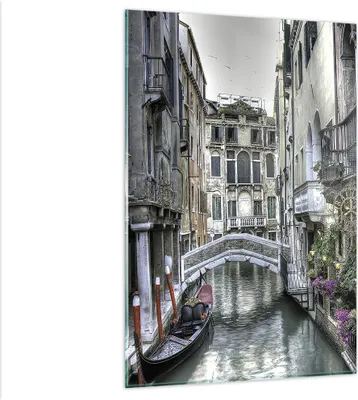 Produktbild von Bilder auf glas - Einteilig - Venedig Brücke Wasser - 80x120cm - Glasbilder - Wandbilder - Bilder - zum Aufhängen bereit - Wanddekoration aus Glas - Glas Bilder - Wandbild auf Glas - GPA80x120-3522
