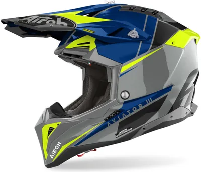 Produktbild von Airoh Aviator 3 Push Motocross Helm, blau, XS (53/54)