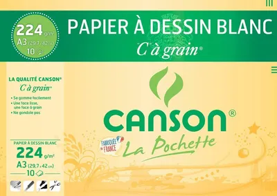 Produktbild von CANSON Zeichenpapier "C" à Grain DIN A3 224 g/qm 10 Blatt