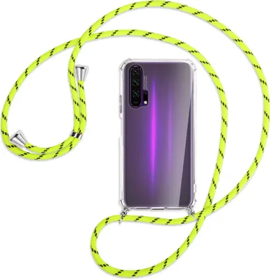 Produktbild von Handykette Backcover-Schutzhülle mit Band (Metall silberfarben) für Honor 20 Pro - neongelb