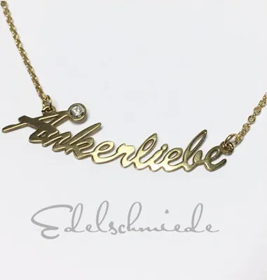Produktbild von ANKERLIEBE als Schriftzug an Halskette in 925/- Sterling Silber vergoldet 47-50cm
