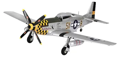 Immagine prodotto di P-51 Mustang - Aeromodello radiocomandato - Apertura alare 75 cm - Fuselaggio in schiuma EPO - Radiocomando a 4 canali da 2,4 GHz - Caccia ad ala fissa - Kit PNP - Giallo