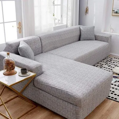 Productafbeelding van Famanu Sofaovertrek set, 2-delig, voor hoekbanken - Lichtgrijs