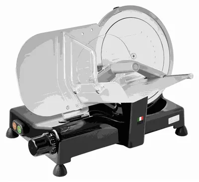 Produktbild von B-KITCHEN Metall-Aufschnittmaschine, 140W, Messer Ø 25cm, Schärfer, Alu-Schwarz, 1 Stk.