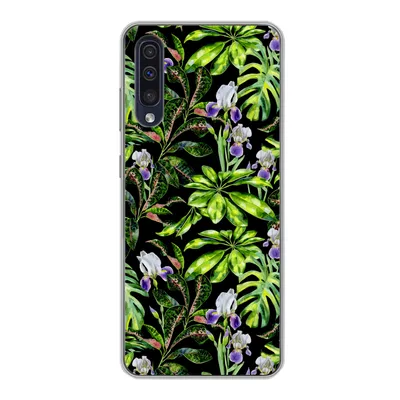 Produktbild von MuchoWow® Handyhülle Schutzhülle Hülle für Samsung Galaxy A30s Blume - Blätter - Muster Silikon Softcase Handy Hülle - Karteninhaber