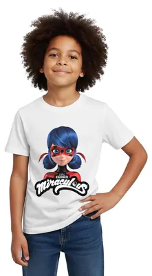 Produktbild von Spreadshirt Miraculous Ladybug Mit Logo Kinder T-Shirt, 98/104 (3-4 Jahre), Weiß
