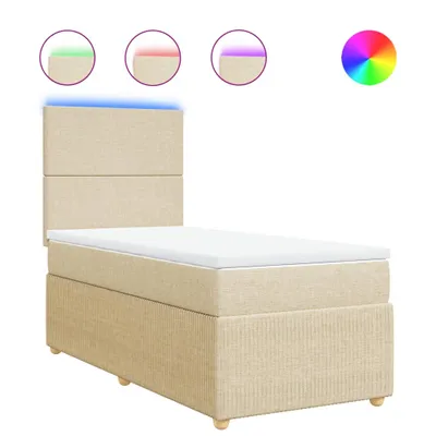 Produktbild von Boxspringbett mit Matratze Creme 100x200 cm Stoff