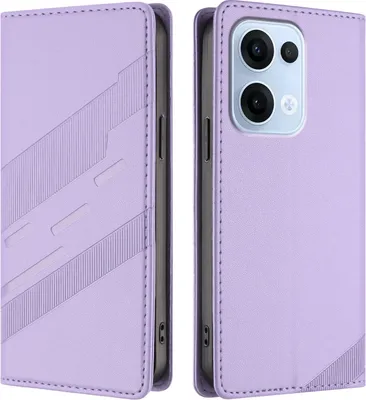 Produktbild von Hülle für Oppo Reno13, Kunstleder Brieftaschen Handyhülle mit Kartenfach und Standfunktion Violett