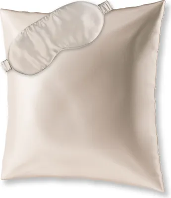 Obrázek produktu pro AILORIA BEAUTY SLEEP SET L - povlak na polštář (80x80) a maska na spaní z hedvábí BEIGE Velikost: 80x80