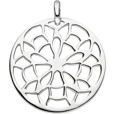 Produktbild von Anhänger Silberanhänger mit Muster Blume Kreis mit Netz 925 Silber rund