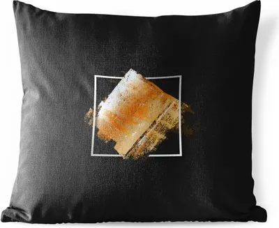 Produktbild von MuchoWow® Outdoor Kissen - Goldene Farbstreifen auf schwarzem Hintergrund - 45x45 cm - Wetterfest - Lounge Kissen - Fotokissen - Dekoratives Kissen