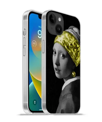 Produktbild von MuchoWow® Handyhülle Schutzhülle Hülle für Apple iPhone 14 Plus - Soft case Mädchen mit einem Perlenohrring - Schwarz - Gold Silikon Softcase Handy Hülle - Abbildung