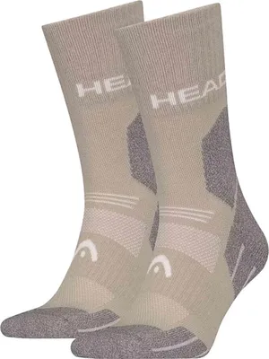 Produktbild von HEAD Uni Wandersocken, 2er Pack - Hiking All Climates Crew, Sportsocken, Logo Taupe 39-42