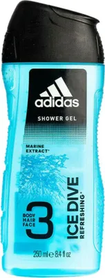 Image de Adidas - Gel douche 3 en 1 - Ice Dive Rafraîchissant - extrait marin - 250 ml - 1 pièce