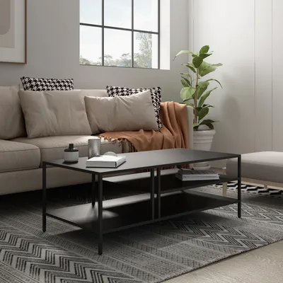 Zdjęcie produktu dla Stolik kawowy 'Kumlinge' metalowy 40x110x55 cm czarny