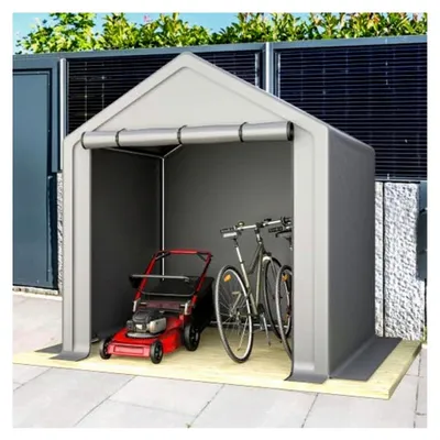 Produktbild von Robuste Fahrradgarage Garagenzelt 190x170x200 cm, winterfest und wetterfest für den Außenbereich und Garten, geeignet als Motorradgarage, verzinkter Stahlrahmen, dunkelgrau