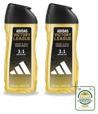 Zdjęcie produktu dla 2 sztuki żelu pod prysznic Adidas 3-w-1 Victory League - 250 ml - zestaw ekonomiczny