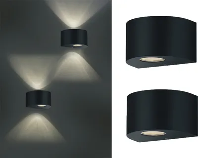 Produktbild von LED Außenwandleuchten UP and DOWN Light Schwarz rund Außenleuchten für Hauswand