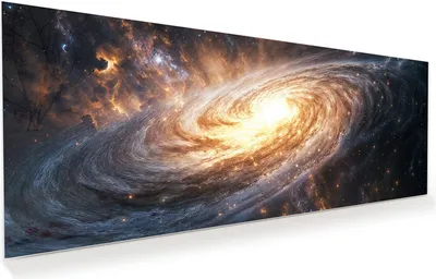 Produktbild von Glasbild 100x40cm in XXL für Wohnzimmer, Schlafzimmer Motiv Galaxie Nachthimmel