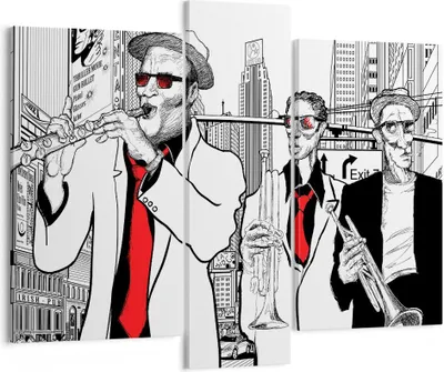 Produktbild von Bild auf Leinwand - Leinwandbild - Jazz Musik Musiker - 95x80cm - Wand Bild - Wanddeko - Wandbilder - Leinwanddruck - Bilder - Kunstdruck - Wanddekoration - Leinwand bilder - Wandkunst - CB95x80-3565