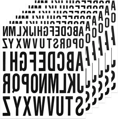 Produktbild von 6 Stück Vinyl-Letternschilderungen, 1" und 2" große, entfernbare, selbstklebende, wasserdichte, dauerhafte Vinylschilderungen in Großbuchstaben (schwarz)