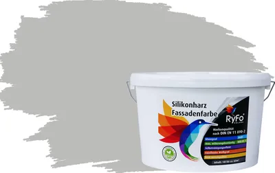 Produktbild von RyFo Colors Silikonharz Fassadenfarbe Lotuseffekt Trend Perlgrau 10l - bunte Fassadenfarbe, weitere Grau Farbtöne und Größen erhältlich, Deckkraft Klasse 1