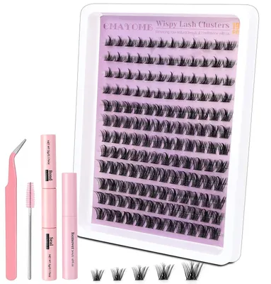 Produktbild von Wimpern-Cluster Set 144 Stück mit Werkzeugen, 9-18mm, Wispy-Look, DIY Wimpernverlängerung