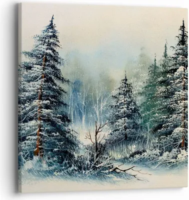 Produktbild von Bild auf Leinwand - Leinwandbild - Einteilig - Schnee Fichten Wald - 40x40cm - Wand Bild - Wanddeko - Wandbilder - Leinwanddruck - Bilder - Wanddekoration - Leinwand bilder - Wandbild - AC40x40-4641