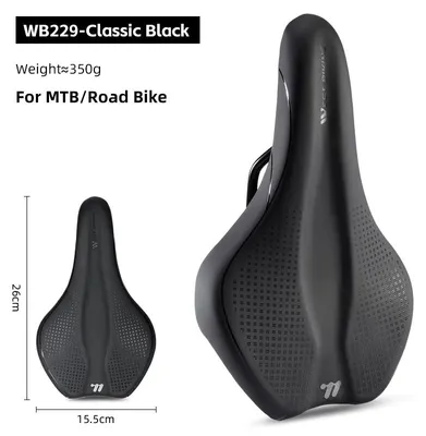 Immagine prodotto di Sella da bicicletta da uomo - Sella per bici da corsa - Ergonomica e ammortizzata - Superficie inPoliuretanotraspirante - Confortevole per bici da corsa e mountain bike - 24,5x14x6 cm - Classico colore nero
