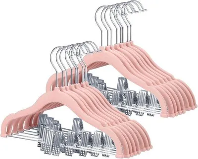 Immagine prodotto di Grucce sottili rosa per bambini con ganci, 30 cm