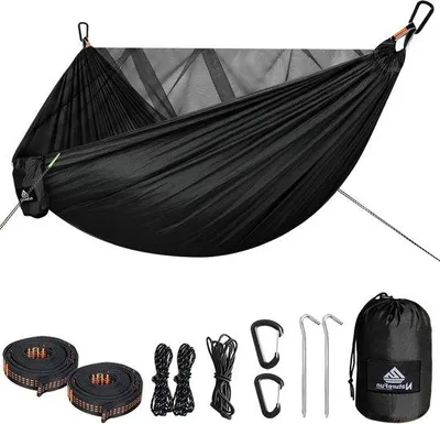 Produktbild von Famanu Reisehängematte mit Moskitonetz - 300 kg Tragkraft, atmungsaktives Nylon
