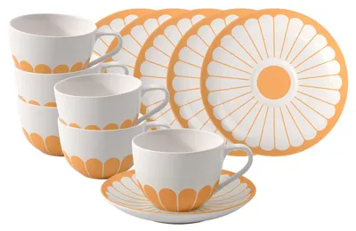 Produktbild von Villeroy & Boch Fleur Couleur Cappuccinotasse mit Untertasse 300 ml 6er Set - Soleil