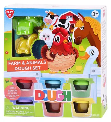 Produktbild von Playgo Bauernhof- und Tier-Ton-Set – 6 Tontöpfe