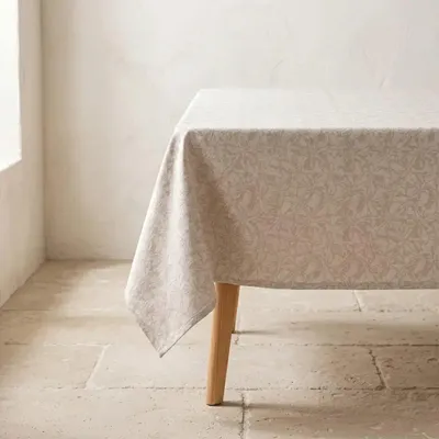 Produktbild von GAMUSI BROTA Jacquard-Tischdecke 140 x 240 cm – Fleckenabweisende Tischdecke aus Baumwolle mit Blumenmuster – ® – Elegantes Design in Beige