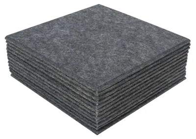 Zdjęcie produktu dla Panele akustyczne pochłaniające dźwięk – włókno poliestrowe – zestaw 12 sztuk – 30 x 30 cm – 9 mm – powierzchnia ok. 1,08 m² – kwadratowe – ciemnoszare