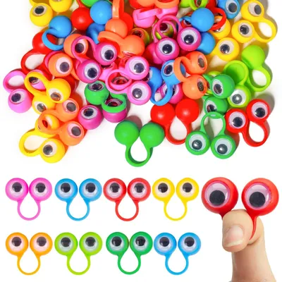 Produktbild von Fingerpuppen mit Augen, 100 Stück, bunt, für Kinder und Rollenspiele