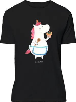 Produktbild von Mr. & Mrs. Panda Größe L T-Shirt Einhorn Küche - Schwarz - Geschenk, Kuchen, Shirt, Einhörner, mit Spruch, Muffin, Unicorn, Motivation, Tshirt, Torte