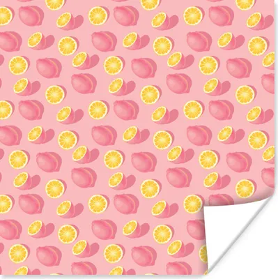 Produktbild von MuchoWow® Poster Sommer - Zitrone - Rosa 100x100 cm - Babyzimmer