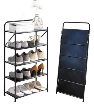 Image de Étagère à chaussures métallique pliante, 5 niveaux, 50 cm, sans montage