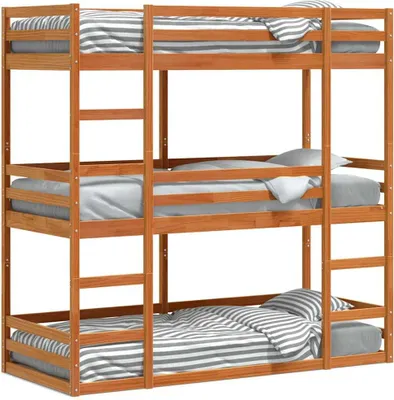 Obrázek produktu pro vidaXL Trojpatrová postel vosk hnědá 75x190 cm masivní borovicové dřevo