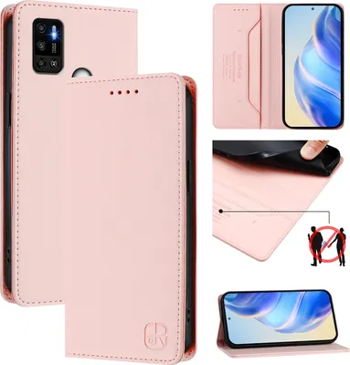 Produktbild von Lederhülle für Tecno Spark 5 Air /Spark 6 Air Hülle Flip Brieftasche Kartenfächern Ständer Schutzhülle Pink