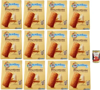 Produktbild von Mulino Bianco BisBaumwollee Biscotti con Latte Fresco 100% italiano, Kekse mit frischer Milch 100% Italienisch, biscuits cookies 12x 700 g + Italian Gourmet polpa 400g