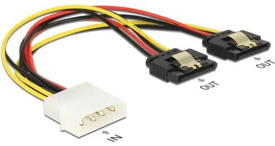Produktbild von DeLOCK 85237, 0,2 m, Molex (4-pin), 2 x SATA 15-Pin, Männlich, Weiblich, Gerade