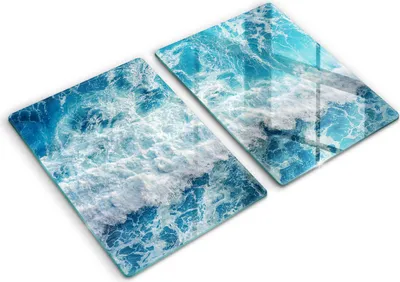 Produktbild von Abdeckung Glas - Küchenabdeckung - 2x40x52 cm - Abdeckplatte -Meerwasserwellen