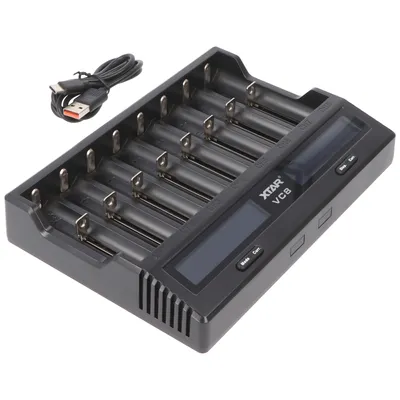 Produktbild von 8fach Schnell-Ladegerät für 1-8 Li-Ion 3,6 und 3,7V Akku, Ladestrom max. 3A, lädt Akkus max. Länge 75,5 mm