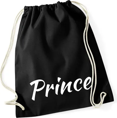 Produktbild von Huuraa Turnbeutel Prince Schriftzug 12 Liter Black Baumwolle Rucksack Geschenkidee