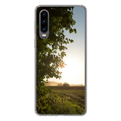 Produktbild von MuchoWow® Handyhülle Schutzhülle Hülle für Huawei P30 Traktor - Bauernhof - Sonne Silikon Softcase Handy Hülle - Kartenbesitzer